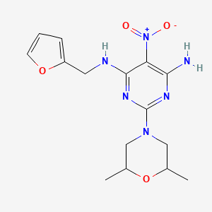 molecular formula C15H20N6O4 B2876077 2-(2,6-dimethylmorpholino)-N4-(furan-2-ylmethyl)-5-nitropyrimidine-4,6-diamine CAS No. 672340-00-0