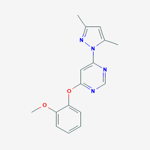 molecular formula C16H16N4O2 B287608 4-(3,5-dimethyl-1H-pyrazol-1-yl)-6-(2-methoxyphenoxy)pyrimidine 