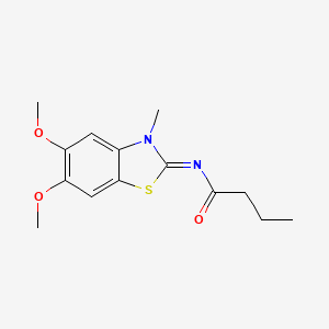 molecular formula C14H18N2O3S B2876089 (Z)-N-(5,6-二甲氧基-3-甲基苯并[d]噻唑-2(3H)-亚甲基)丁酰胺 CAS No. 895440-87-6