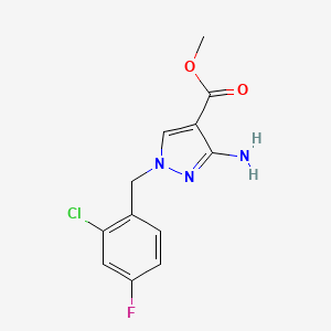 molecular formula C12H11ClFN3O2 B2876094 methyl 3-amino-1-(2-chloro-4-fluorobenzyl)-1H-pyrazole-4-carboxylate CAS No. 1856071-48-1