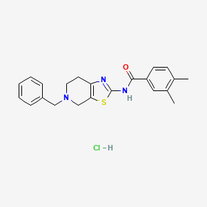 molecular formula C22H24ClN3OS B2876097 N-(5-benzyl-4,5,6,7-tetrahydrothiazolo[5,4-c]pyridin-2-yl)-3,4-dimethylbenzamide hydrochloride CAS No. 1189665-52-8