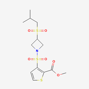 molecular formula C13H19NO6S3 B2876108 3-((3-(异丁基磺酰基)氮杂环丁-1-基)磺酰基)噻吩-2-甲酸甲酯 CAS No. 1797633-11-4