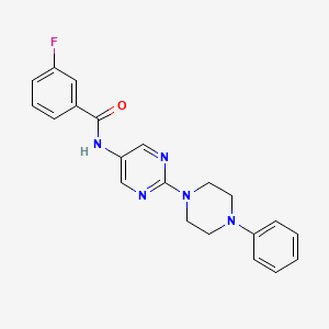 molecular formula C21H20FN5O B2876119 3-fluoro-N-(2-(4-phenylpiperazin-1-yl)pyrimidin-5-yl)benzamide CAS No. 1396790-68-3