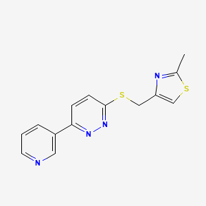 molecular formula C14H12N4S2 B2876133 2-Methyl-4-(((6-(pyridin-3-yl)pyridazin-3-yl)thio)methyl)thiazole CAS No. 1207036-05-2