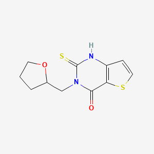 molecular formula C11H12N2O2S2 B2876135 3-(oxolan-2-ylmethyl)-2-sulfanylidene-1H-thieno[3,2-d]pyrimidin-4-one CAS No. 688354-33-8
