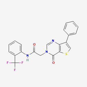 molecular formula C21H14F3N3O2S B2876140 2-(4-oxo-7-phenylthieno[3,2-d]pyrimidin-3(4H)-yl)-N-[2-(trifluoromethyl)phenyl]acetamide CAS No. 1251599-53-7