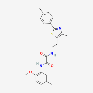 molecular formula C23H25N3O3S B2876141 N1-(2-methoxy-5-methylphenyl)-N2-(2-(4-methyl-2-(p-tolyl)thiazol-5-yl)ethyl)oxalamide CAS No. 894014-00-7