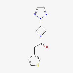 molecular formula C11H12N4OS B2876149 1-(3-(2H-1,2,3-triazol-2-yl)azetidin-1-yl)-2-(thiophen-3-yl)ethan-1-one CAS No. 2178773-49-2