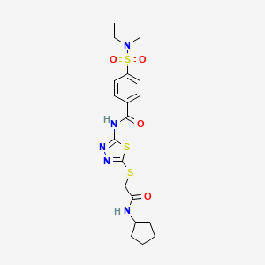 molecular formula C20H27N5O4S3 B2876178 N-(5-((2-(cyclopentylamino)-2-oxoethyl)thio)-1,3,4-thiadiazol-2-yl)-4-(N,N-diethylsulfamoyl)benzamide CAS No. 868974-25-8