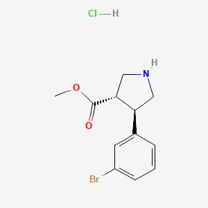 molecular formula C12H15BrClNO2 B2876182 甲基 (3S,4R)-4-(3-溴苯基)吡咯烷-3-羧酸酯；盐酸盐 CAS No. 2550997-13-0