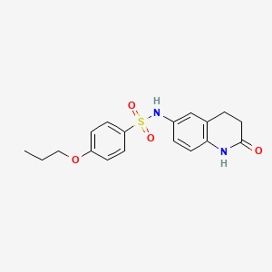 molecular formula C18H20N2O4S B2876191 N-(2-氧代-1,2,3,4-四氢喹啉-6-基)-4-丙氧基苯磺酰胺 CAS No. 922006-18-6