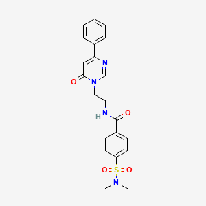 molecular formula C21H22N4O4S B2876197 4-(N,N-二甲基磺酰氨基)-N-(2-(6-氧代-4-苯基嘧啶-1(6H)-基)乙基)苯甲酰胺 CAS No. 1334373-97-5