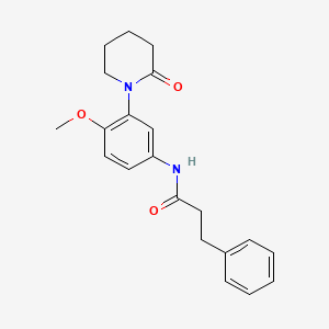 molecular formula C21H24N2O3 B2876199 N-(4-甲氧基-3-(2-氧代哌啶-1-基)苯基)-3-苯基丙酰胺 CAS No. 941919-72-8