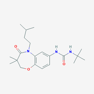 molecular formula C21H33N3O3 B2876209 1-(Tert-butyl)-3-(5-isopentyl-3,3-dimethyl-4-oxo-2,3,4,5-tetrahydrobenzo[b][1,4]oxazepin-7-yl)urea CAS No. 1170516-63-8