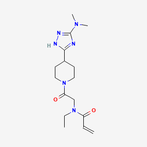 molecular formula C16H26N6O2 B2876210 N-[2-[4-[3-(Dimethylamino)-1H-1,2,4-triazol-5-yl]piperidin-1-yl]-2-oxoethyl]-N-ethylprop-2-enamide CAS No. 2323106-12-1