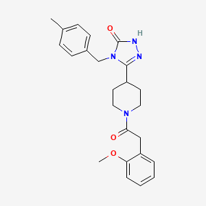 molecular formula C24H28N4O3 B2876211 5-{1-[(2-甲氧基苯基)乙酰基]哌啶-4-基}-4-(4-甲基苄基)-2,4-二氢-3H-1,2,4-三唑-3-酮 CAS No. 1775410-18-8