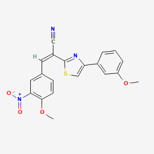 molecular formula C20H15N3O4S B2876213 (Z)-3-(4-甲氧基-3-硝基苯基)-2-(4-(3-甲氧基苯基)噻唑-2-基)丙烯腈 CAS No. 476673-70-8