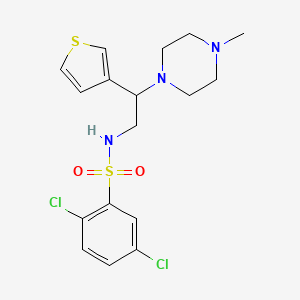 molecular formula C17H21Cl2N3O2S2 B2876219 2,5-dichloro-N-(2-(4-methylpiperazin-1-yl)-2-(thiophen-3-yl)ethyl)benzenesulfonamide CAS No. 954620-89-4