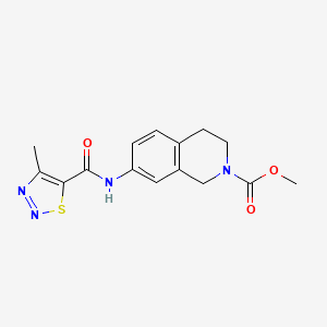 molecular formula C15H16N4O3S B2876220 7-(4-甲基-1,2,3-噻二唑-5-甲酰胺)-3,4-二氢异喹啉-2(1H)-甲酸甲酯 CAS No. 1448051-27-1