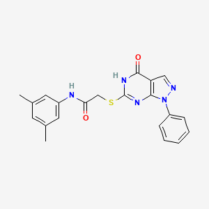 molecular formula C21H19N5O2S B2876230 N-(3,5-dimethylphenyl)-2-((4-oxo-1-phenyl-4,5-dihydro-1H-pyrazolo[3,4-d]pyrimidin-6-yl)thio)acetamide CAS No. 850912-02-6
