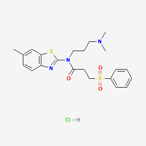 N-(3-(dimethylamino)propyl)-N-(6-methylbenzo[d]thiazol-2-yl)-3-(phenylsulfonyl)propanamide hydrochloride