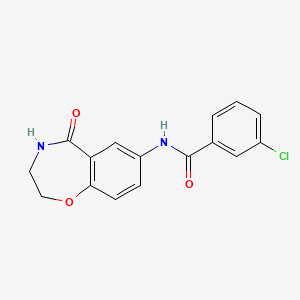 molecular formula C16H13ClN2O3 B2876258 3-chloro-N-(5-oxo-2,3,4,5-tetrahydrobenzo[f][1,4]oxazepin-7-yl)benzamide CAS No. 921890-54-2