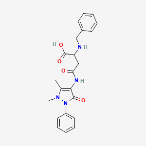 molecular formula C22H24N4O4 B2876262 2-(benzylamino)-4-((1,5-dimethyl-3-oxo-2-phenyl-2,3-dihydro-1H-pyrazol-4-yl)amino)-4-oxobutanoic acid CAS No. 1047980-16-4