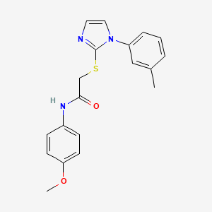 molecular formula C19H19N3O2S B2876263 N-(4-甲氧基苯基)-2-[1-(3-甲基苯基)咪唑-2-基]硫代乙酰胺 CAS No. 851131-00-5
