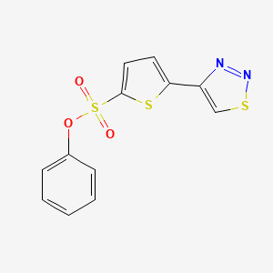 molecular formula C12H8N2O3S3 B2876272 Phenyl 5-(1,2,3-thiadiazol-4-yl)-2-thiophenesulfonate CAS No. 338400-23-0
