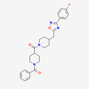 1-benzoyl-4-(4-{[3-(4-fluorophenyl)-1,2,4-oxadiazol-5-yl]methyl}piperidine-1-carbonyl)piperidine