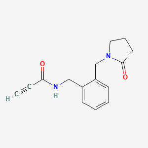 molecular formula C15H16N2O2 B2876297 N-[[2-[(2-Oxopyrrolidin-1-yl)methyl]phenyl]methyl]prop-2-ynamide CAS No. 2411227-52-4