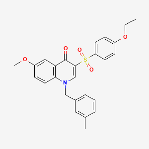 molecular formula C26H25NO5S B2876300 3-(4-乙氧苯基)磺酰基-6-甲氧基-1-[(3-甲基苯基)甲基]喹啉-4-酮 CAS No. 866340-39-8