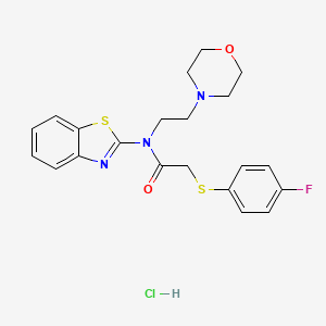 molecular formula C21H23ClFN3O2S2 B2876305 N-(benzo[d]thiazol-2-yl)-2-((4-fluorophenyl)thio)-N-(2-morpholinoethyl)acetamide hydrochloride CAS No. 1216660-83-1