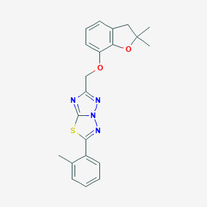 molecular formula C21H20N4O2S B287631 6-[(2,2-dimethyl-3H-1-benzofuran-7-yl)oxymethyl]-2-(2-methylphenyl)-[1,2,4]triazolo[5,1-b][1,3,4]thiadiazole 