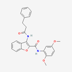 N-(2,5-dimethoxyphenyl)-3-(3-phenylpropanamido)benzofuran-2-carboxamide
