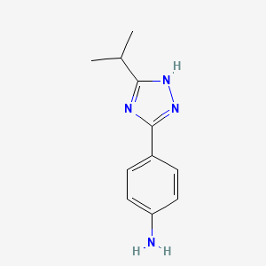 molecular formula C11H14N4 B2876315 4-[3-(propan-2-yl)-1H-1,2,4-triazol-5-yl]aniline CAS No. 1216224-30-4