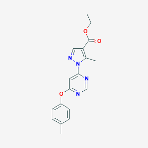 molecular formula C18H18N4O3 B287632 ethyl 5-methyl-1-[6-(4-methylphenoxy)-4-pyrimidinyl]-1H-pyrazole-4-carboxylate 