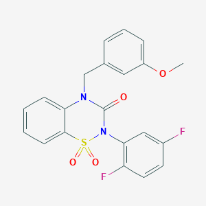 molecular formula C21H16F2N2O4S B2876324 2-(2,5-difluorophenyl)-4-(3-methoxybenzyl)-2H-1,2,4-benzothiadiazin-3(4H)-one 1,1-dioxide CAS No. 941899-48-5