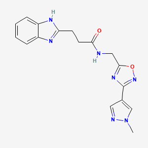 3-(1H-1,3-benzodiazol-2-yl)-N-{[3-(1-methyl-1H-pyrazol-4-yl)-1,2,4-oxadiazol-5-yl]methyl}propanamide