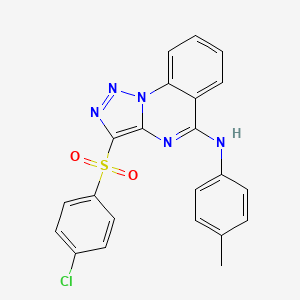 molecular formula C22H16ClN5O2S B2876347 3-[(4-chlorophenyl)sulfonyl]-N-(4-methylphenyl)[1,2,3]triazolo[1,5-a]quinazolin-5-amine CAS No. 866811-52-1
