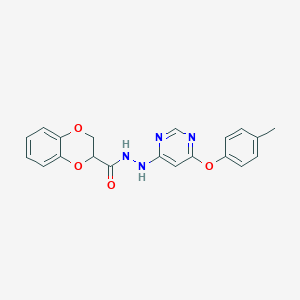 molecular formula C20H18N4O4 B287635 N'-[6-(4-methylphenoxy)pyrimidin-4-yl]-2,3-dihydro-1,4-benzodioxine-3-carbohydrazide 
