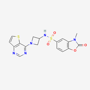 3-Methyl-2-oxo-N-(1-thieno[3,2-d]pyrimidin-4-ylazetidin-3-yl)-1,3-benzoxazole-5-sulfonamide