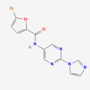molecular formula C12H8BrN5O2 B2876353 N-(2-(1H-imidazol-1-yl)pyrimidin-5-yl)-5-bromofuran-2-carboxamide CAS No. 1421458-43-6