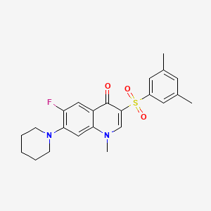 molecular formula C23H25FN2O3S B2876356 3-[(3,5-dimethylphenyl)sulfonyl]-6-fluoro-1-methyl-7-piperidin-1-ylquinolin-4(1H)-one CAS No. 892787-91-6