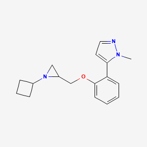 molecular formula C17H21N3O B2876359 5-[2-[(1-Cyclobutylaziridin-2-yl)methoxy]phenyl]-1-methylpyrazole CAS No. 2411293-62-2