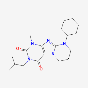 molecular formula C19H29N5O2 B2876360 9-cyclohexyl-3-isobutyl-1-methyl-6,7,8,9-tetrahydropyrimido[2,1-f]purine-2,4(1H,3H)-dione CAS No. 876151-20-1