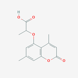 molecular formula C14H14O5 B2876361 2-[(4,7-dimethyl-2-oxo-2H-chromen-5-yl)oxy]propanoic acid CAS No. 843638-34-6