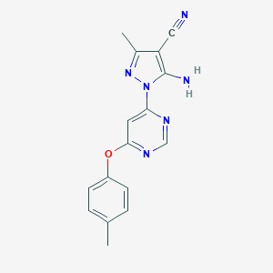 molecular formula C16H14N6O B287637 5-Amino-3-methyl-1-[6-(4-methylphenoxy)pyrimidin-4-yl]pyrazole-4-carbonitrile 