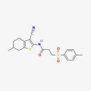 molecular formula C20H22N2O3S2 B2876373 N-(3-cyano-6-methyl-4,5,6,7-tetrahydrobenzo[b]thiophen-2-yl)-3-tosylpropanamide CAS No. 895445-82-6