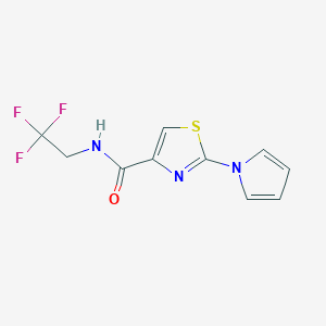 molecular formula C10H8F3N3OS B2876385 2-(1H-吡咯-1-基)-N-(2,2,2-三氟乙基)噻唑-4-甲酰胺 CAS No. 1235145-87-5